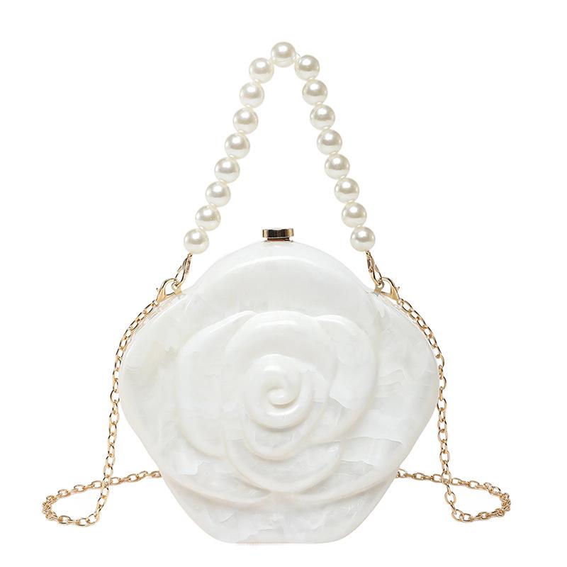 New Fashion Rose Evening Bag - European & American Stylish Box Bag with Coin & Lipstick Holder, Chain Crossbody.
