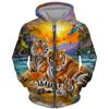 Trend Tiger Pattern Zip Up Hoodies For Men Fashion Autumn Long Sleeve Pullovers Loose Streetwear Cool Hoodie