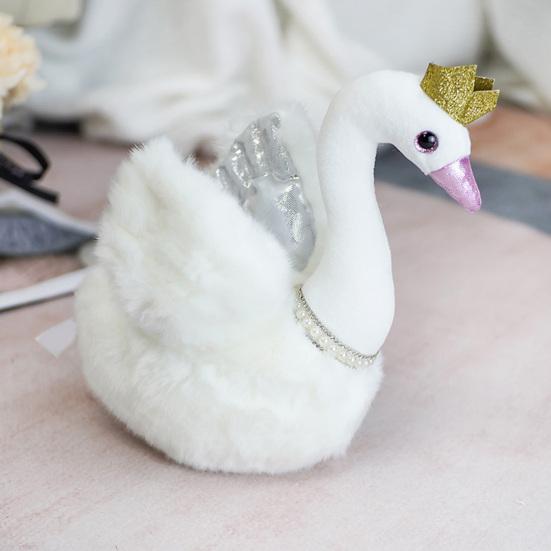 Exquisite Doll Throw Pillow Shape Faux Anti-pilling Decorative Swan Pearl Necklace Doll Toy Gift Supply