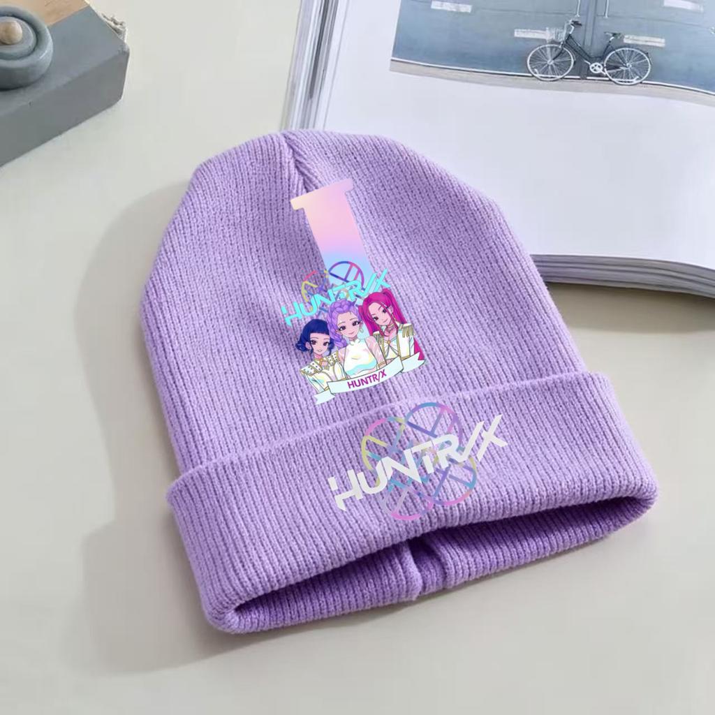 Kpop Dämonenjäger Kinder Strickmütze - A-Z Buchstabe/Anime Cartoon Beanie, Winterwarme Skullies für Kleinkind/Mädchen Geburtstagsgeschenk