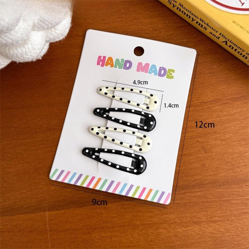 4pcs/set Sweet Headwear Black White Dot Hair Clips Cute Sweet Hairpin Geometric Barrettes Hair Accessories