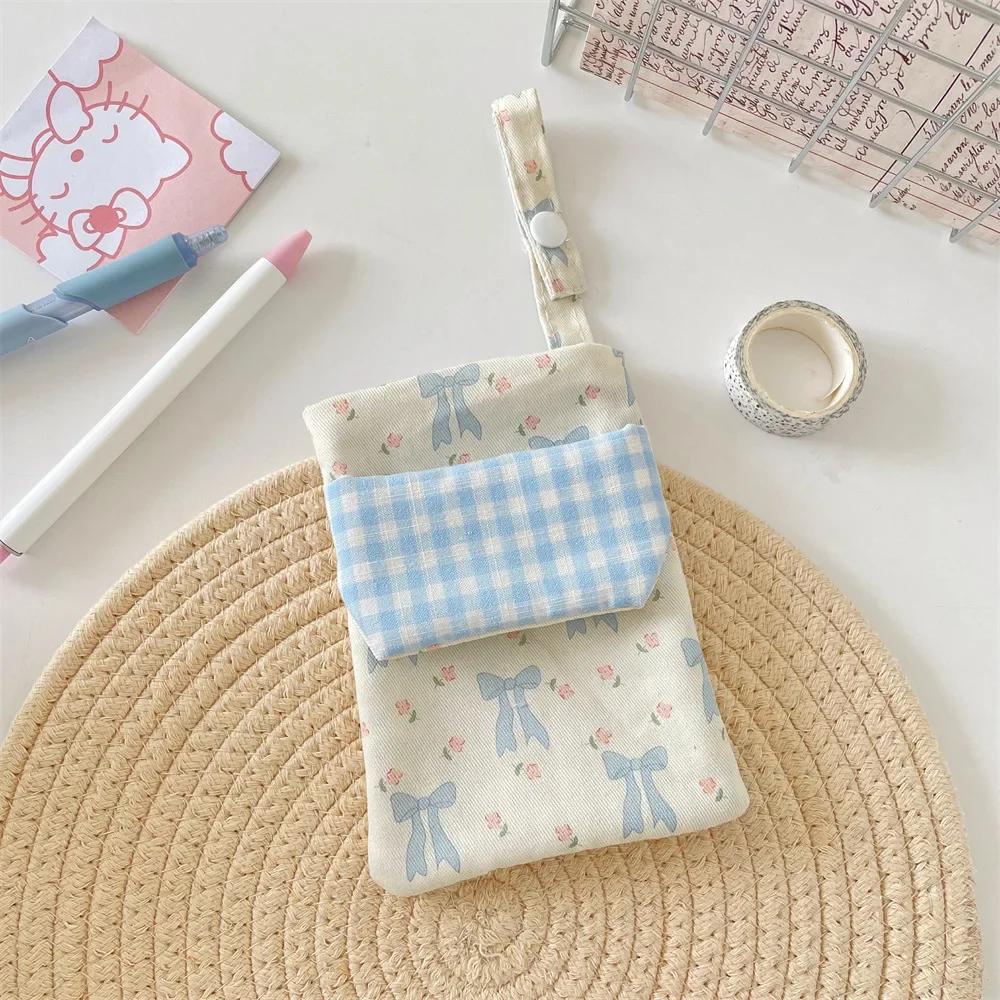 Fabric Bow Pencil Case Floral Cute Pen Holder Pouch Soft Portable Pencil Bag For Office Women & School Student & Nurse