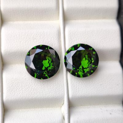 Zircon de couleur verte incroyable, taille 10 à 12 mm, coupe ronde naturelle, lot de zircons de couleur verte guérisseuse, lot de zirconias en vrac pour la fabrication de bijoux.