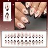 24pcs Short Almond Press On Nail Artificial Nail Glitters Star Designs French Tip Stick on Nail for a Stylish Look