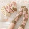 4 Pairs Women's Autumn Winter Warm Fleece-Lined and Thickened Plush Socks Mid-Calf Length for Sleeping and Floor Work