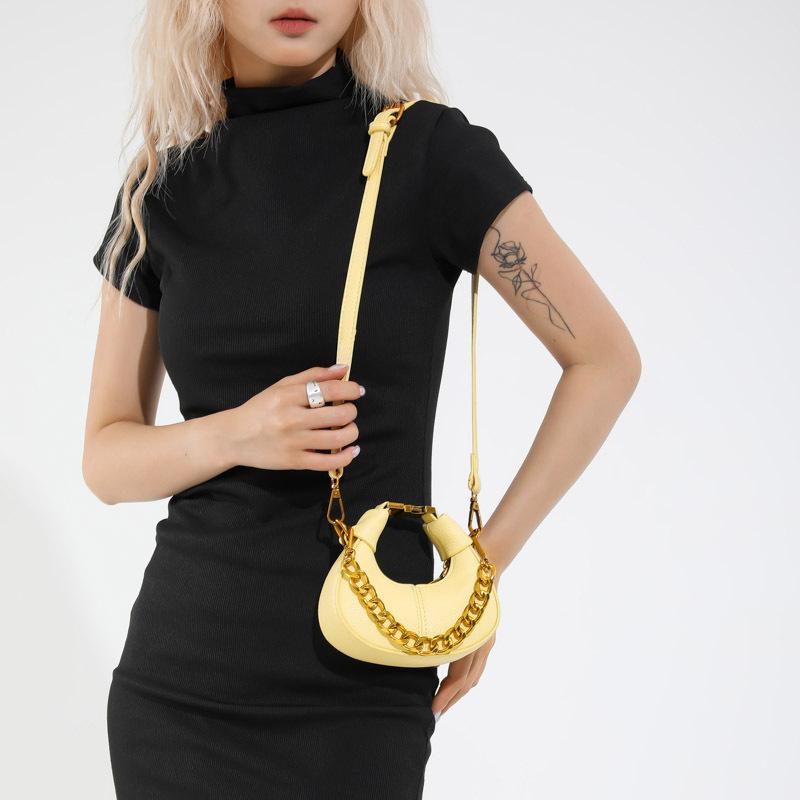 

Новая модная цепочка, сумка-полумесяц, детская портативная, с клапаном, трендовая, универсальная, цена за единицу, сумка-мессенджер, женская сумка золотой