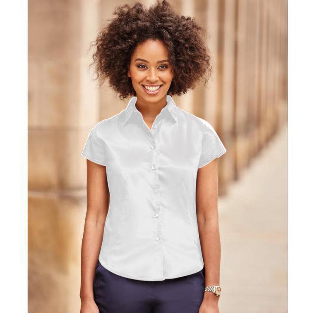Russell Collection Ladies/Womens Cap Sleeve Easy Care Fitted Shirt