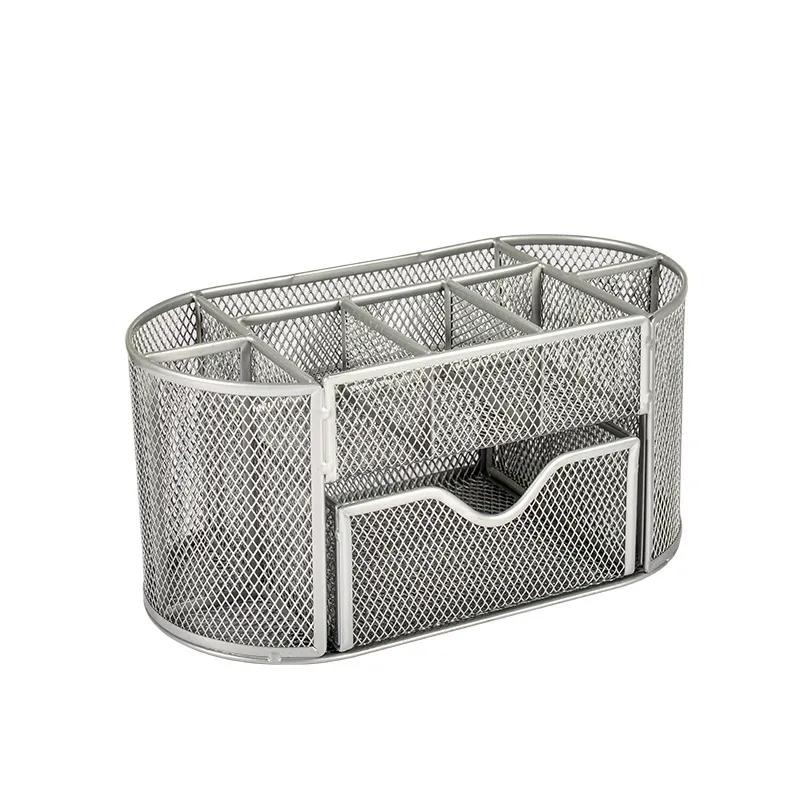 Wholesale Metal Pen Holder Creative Desktop Storage Nine Grid Multi Functional Pen Holder Storage Box Student Stationery Supplies YLE238
