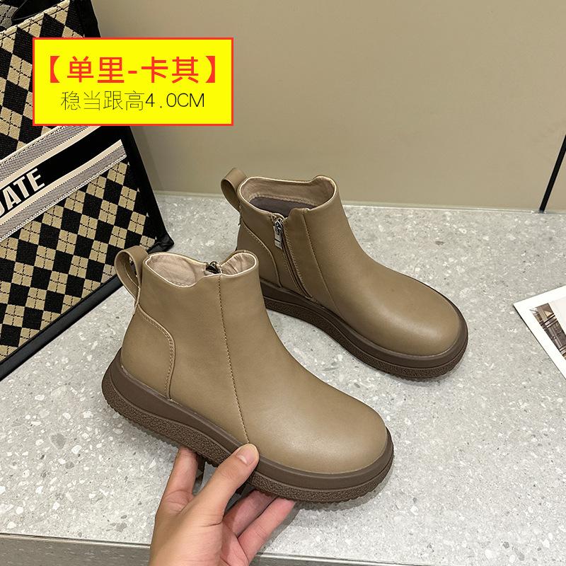 Short boots soft sole 2025 autumn and winter retro warm cotton boots leather shoes boots Martin boots women's new season soft sole spring and autumn 