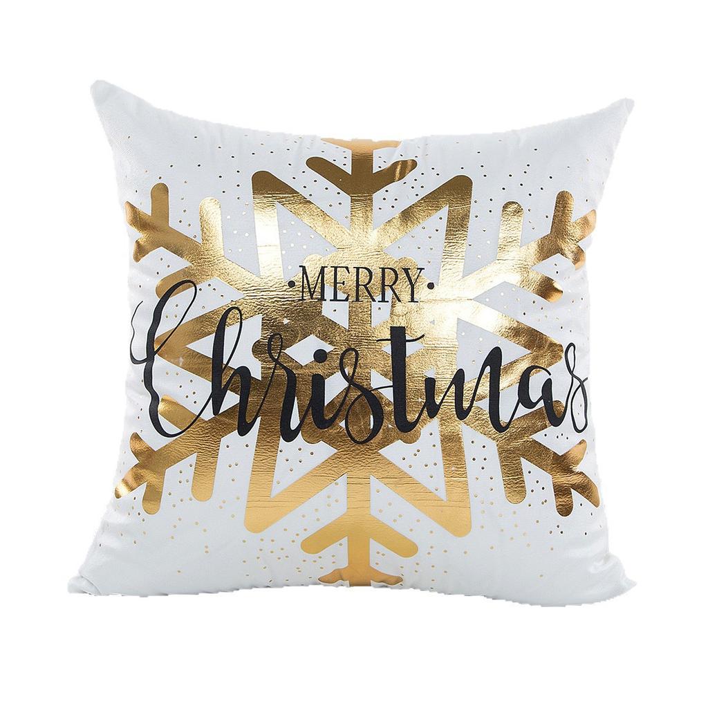 Christmas Atmosphere Bronzing Craftsmanship Festive Feel Pillow Cover Fabric Soft and Comfortable Home Sofa Pillow Bedside Cushion