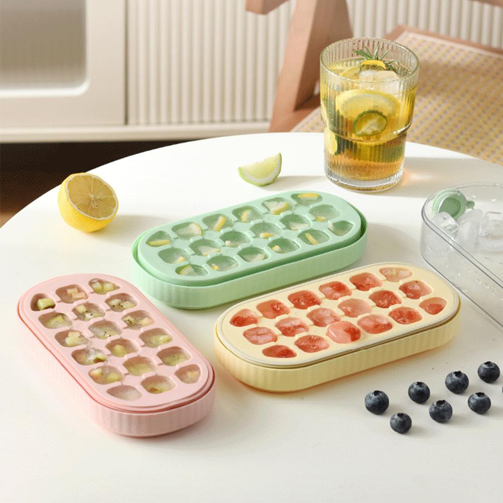 Press Ice Cube Maker Silicone Ice Tray Making Mold with Lid Ice Cube Trays BPA Free Easy Release Freezer Creative Storage Box