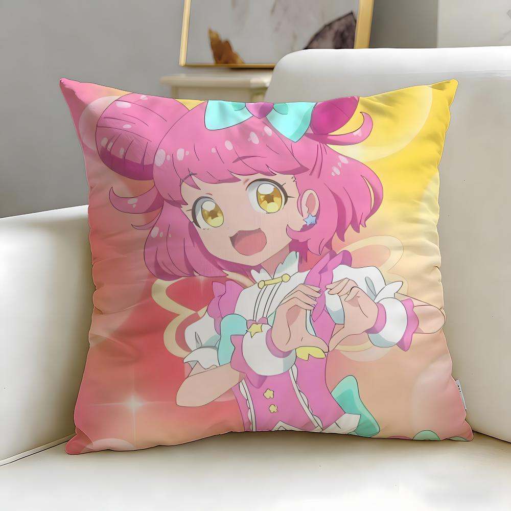Idol Anime Kiratto Pri Chan Cushion Cover Soft  EasyWash Pillow Case  Versatile for Couch Bed Travel and Office