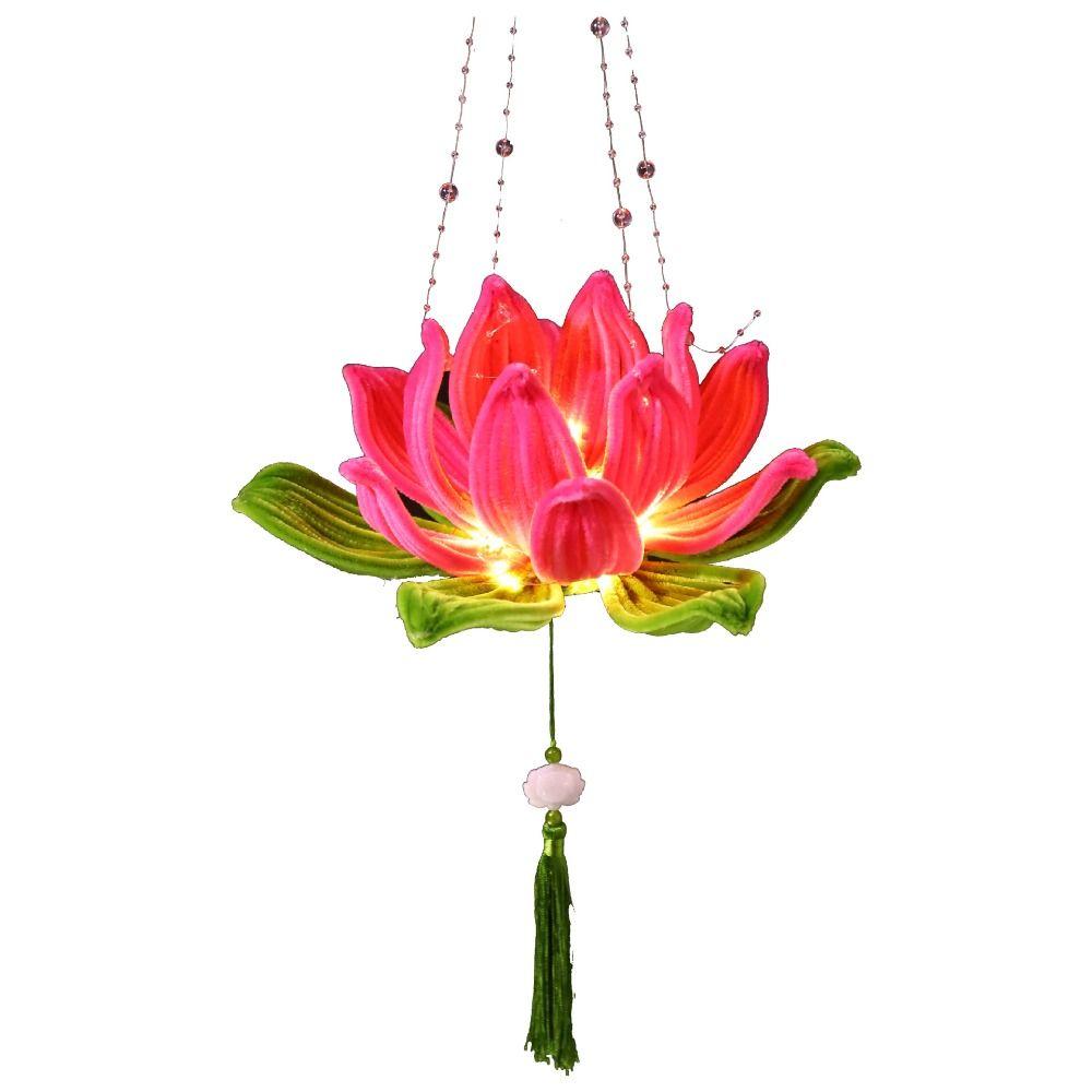Chinese Style Lotus Lamp Twist Stick Handmade DIY Mid-Autumn Glowing Lantern Children Gift