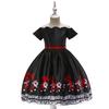 Christmas Children'S Dress Cartoon Printed Satin Cloth Performance Christmas Dance Performance Dress