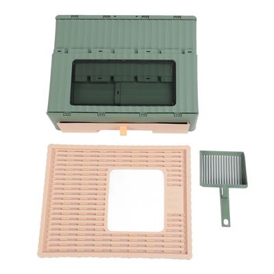 Enclosed Litter Box Foldable Top Entry Drawer Type Prevent Splashing Cat Toilet Box for Adult Cat Kitten