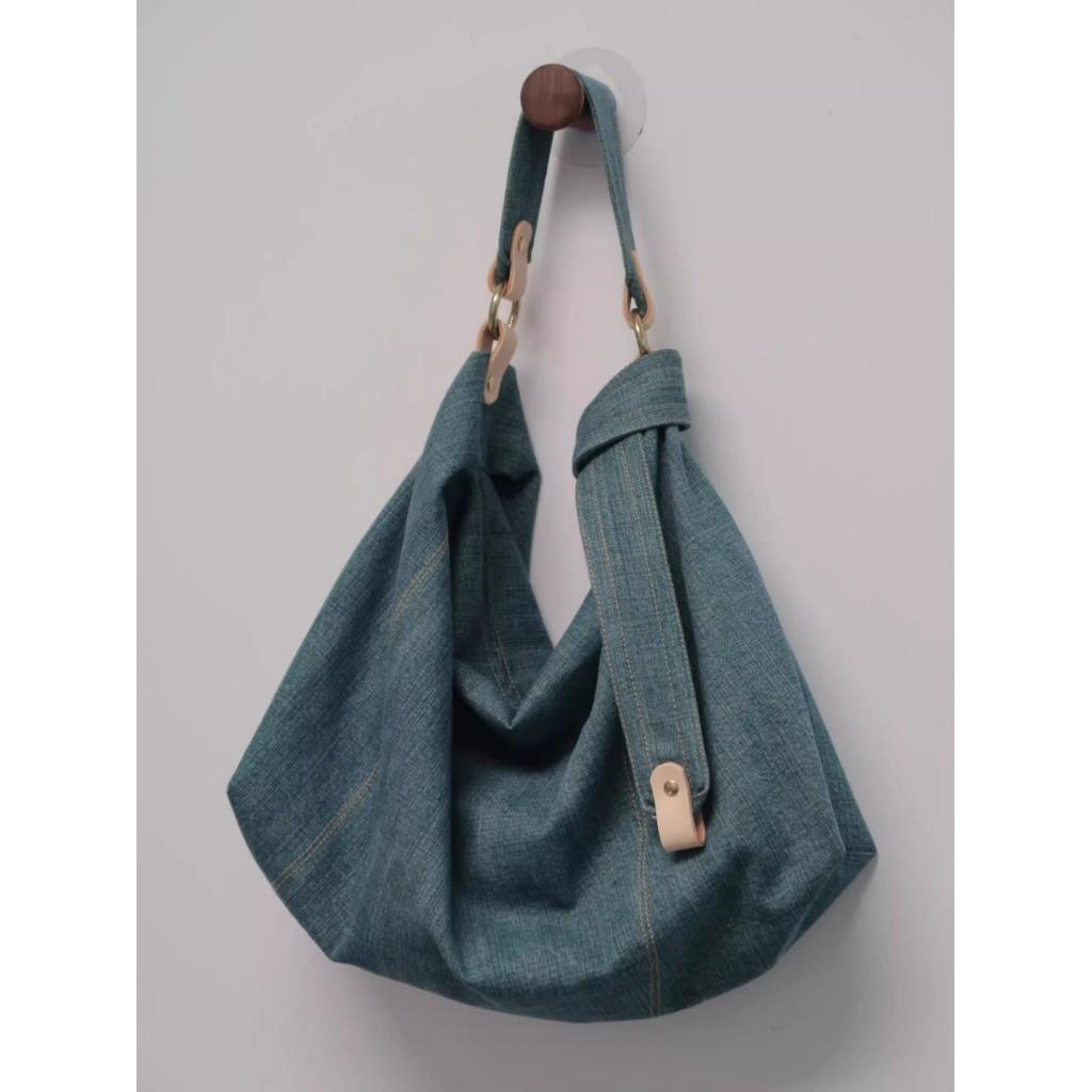 IELGY Large Capacity Lazy Style Denim Canvas Underarm Bag Commuter Crossbody