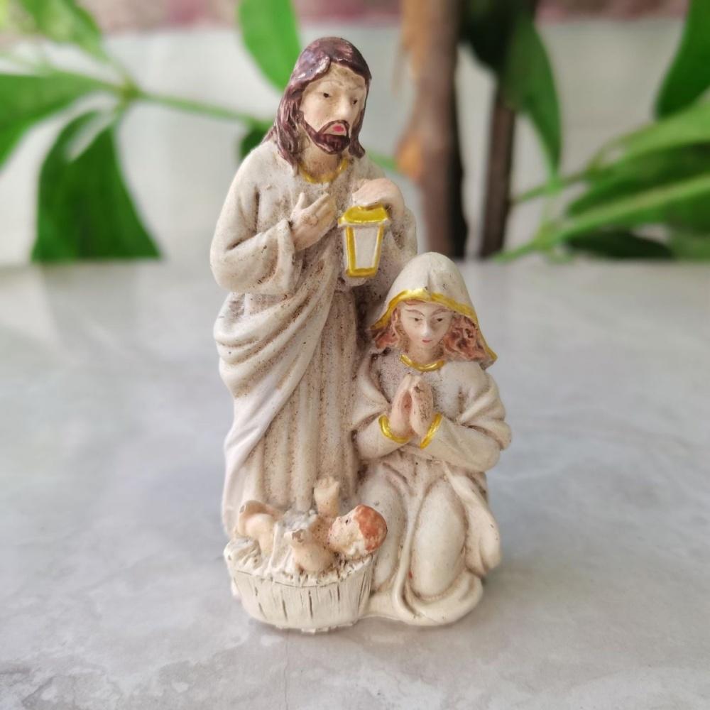 Nativity Scene Statue Tabletop Scenes Resin Holy Family Statue Catholic Figurine Handicrafts Sculpture Thanksgiving Decoration
