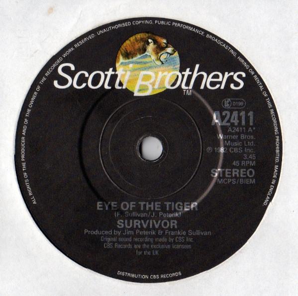 

7inch Record SURVIVOR - Eye Of The Tiger A2411 Scotti Bros. Re 1982 UK Rock Used
