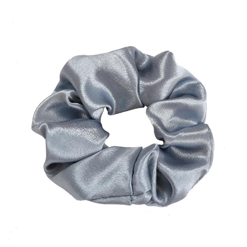 Silk Satin Retro French Scrunchie - Large Solid Color Hair Accessory for Women