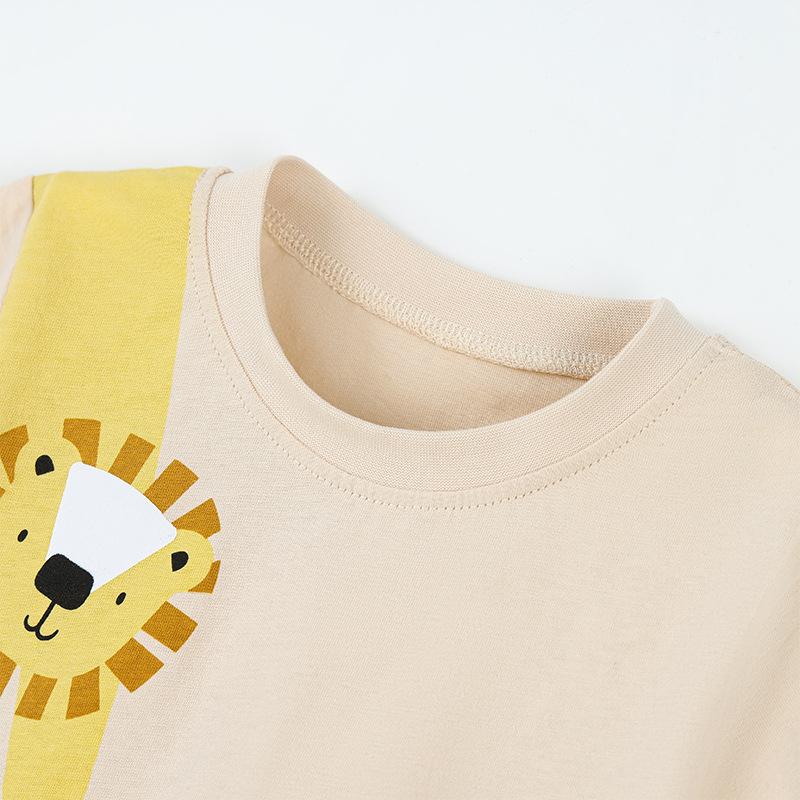New Summer Collection: Boys’ Short-sleeved T-shirt with a Stylish Dinosaur Print, Children’s Round-neck Top