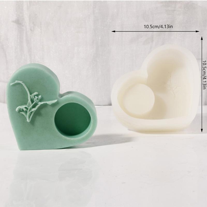 Embossed Heart Shaped Silicone Molds Silicone Candle Holder Molds Soap Molds for Epoxy Resin Candlestick Tealight Holder
