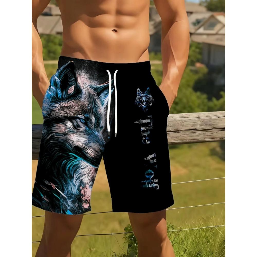 3D Cool Wolf Graphic Printed Shorts for Men Summer Casual Quick-Dry Sports Running Oversize Short Pants Outdoor Clothes for Man