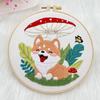 Floral Patterns Dog Embroidery Kit Corgi Embroidery Set Home Decor Cross Stitch Set  Beginner