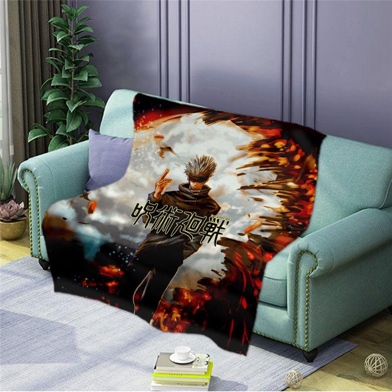 

Anime Kaisen Jujutsu Flannel Printed Blanket Warm Soft Bedding Sofa Decor Home Orange,80x120cm-31.50x47.24in