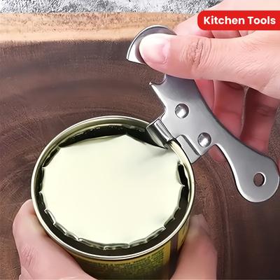 Nerezový ruční otvírák na konzervy Multifunkční otvírák na plechovky s ergonomickou rukojetí, Integrovaný otvírák na víčka pro kuchyňské náčiní