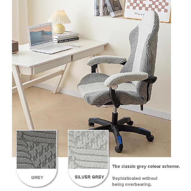 Gaming Chair Cover - Stretchable Machine Washable Fabric Computer Chair Seat Slipcovers Fits Most Office/PC Chairs & Racing Style Seats,Gray