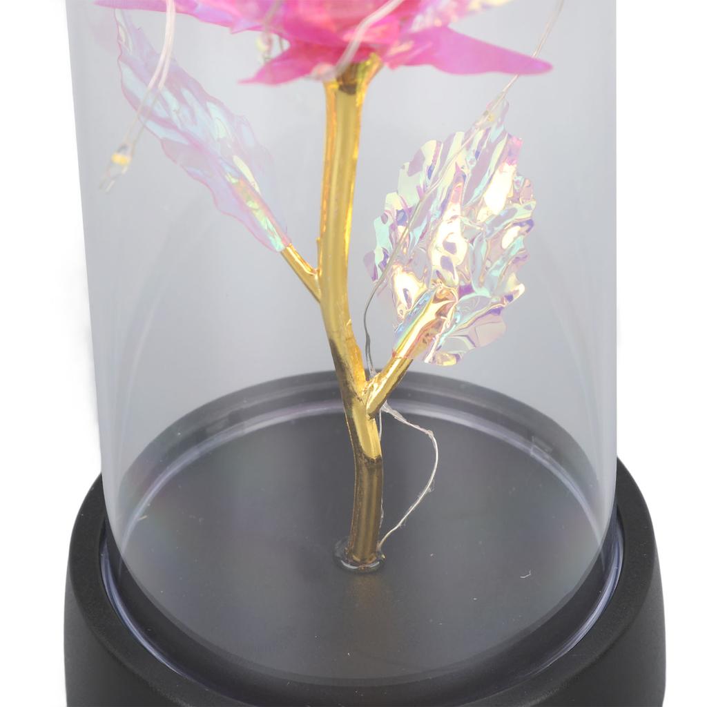 Rosa Colorata Luminosa in Cupola di Vetro Regali di Compleanno Illuminazione d'Ambiente Fiore Artificiale Luminoso Rosa per Anniversario Natale