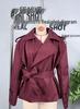 European and American Style Women's Solid Color Belted Short Jacket Windbreaker.
