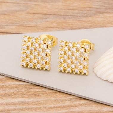 

Nidin Luxury AAA CZ Stud Earrings For Women Romantic Elegant Female Daily 3 Styles Available Wholesale Dropshipping Party Gifts