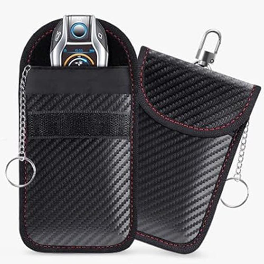 Carbon Fiber RFID Signal Blocking Holder Key Storage Bag for Faraday Car Keys Security Protection
