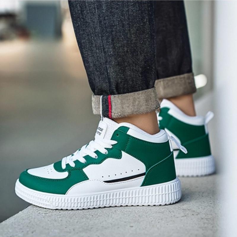 

Casual Shoes for Men Sneakers Breathable PU Leather White Shoes Comfortable Walking Sport Zapatillas Hombre Fashion Flat 45 зелёный