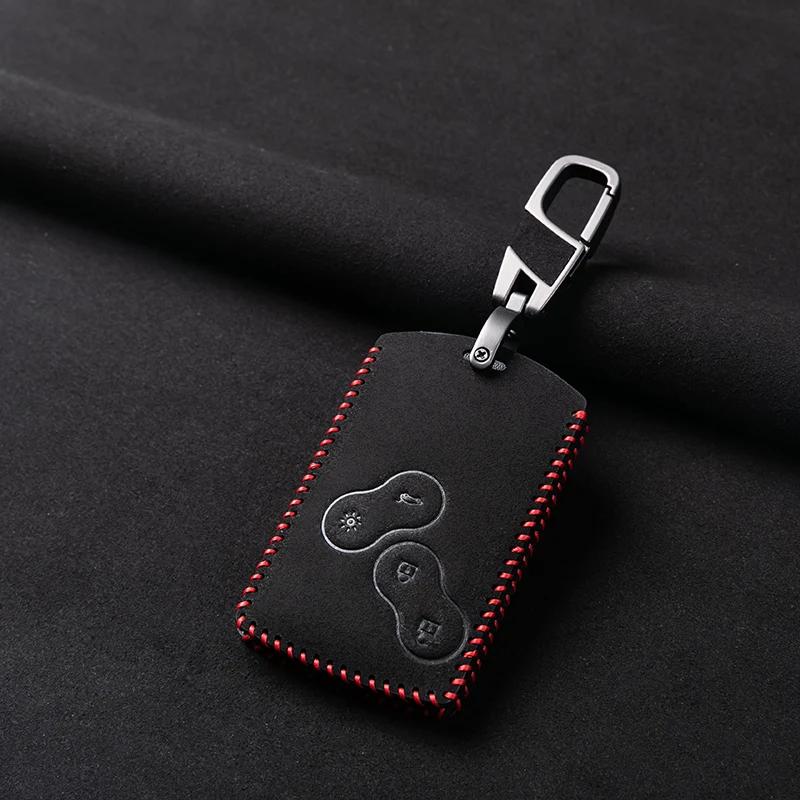 Leren Auto Sleutelhoesje Voor Renault Kadjar Captur Clio Megane 2 3 4 RS Koleos Logan Scenic Duster Kaarthouder Sleutelhanger Accessoires