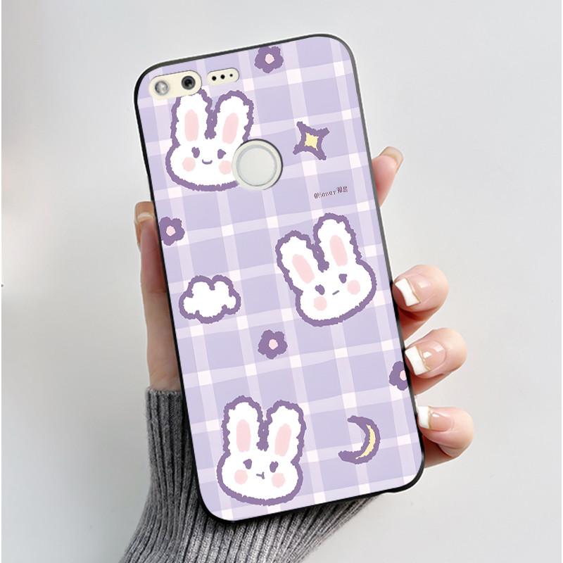 Luxury Cute Love Rabbit Cartoon Funny Case For Google Pixel XL Pixel1 1 XL Black Silicone Soft Phone Case Protective Back Cover