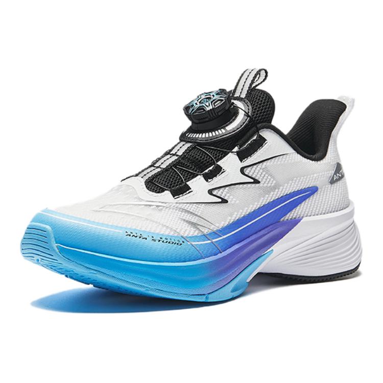 Anta Kids Hailang Comfortable Sports Non-Slip Wear-Resistant Low-Top Running Shoes Kids Sneaker White Blue A12435507-1