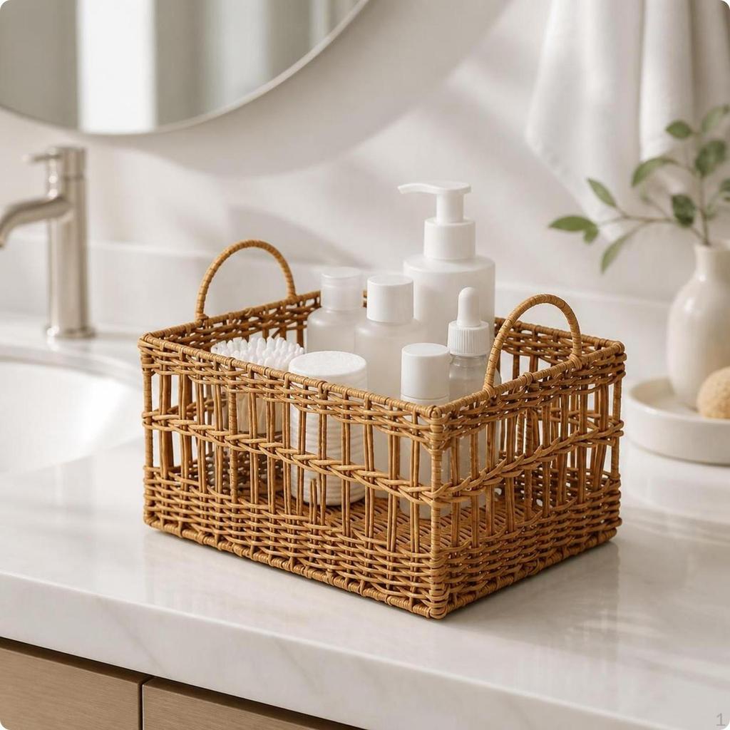Waterproof Open Storage Basket | Sturdy Structured Frame, Decorative Arched Weave, Rattan
