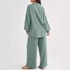 Women's Casual Long Sleeve Shirt and Wide Leg Pants Set In Multi Colors