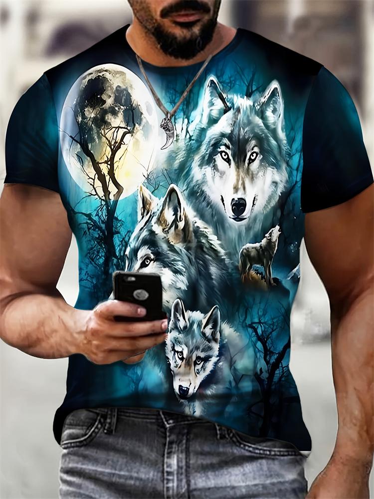 2026 New Men's 3D Dragon Print T-shirt Casual Short-sleeved Pullover Polyester Round-neck Summer Outdoor Clothing Adult Size