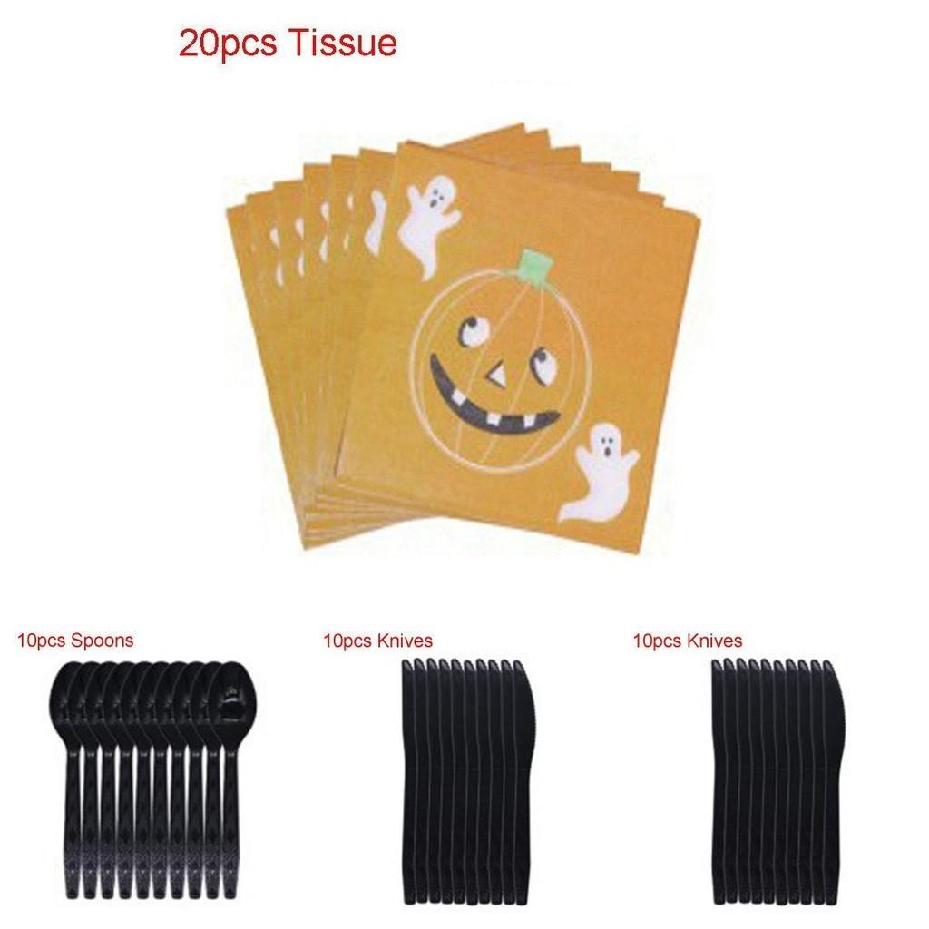Halloween Party Decoration Supplies Including Pumpkin Tablecover And Straws**