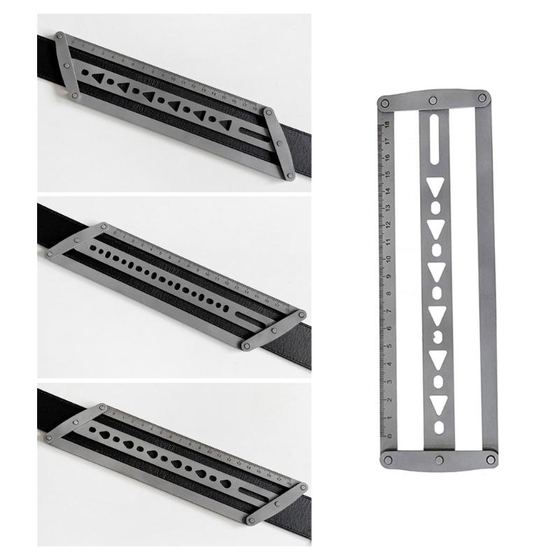 Leather Belt Hole Punching Template Tool Stainless Steel Belt Hole Punching Positioning Guide Ruler with Scale Marking