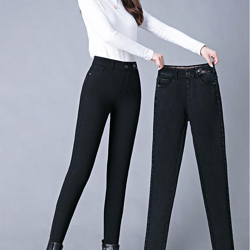 Black Leggings Women Autumn Winter Fit Slim Fit Thick Fleece Leg Pants Outer