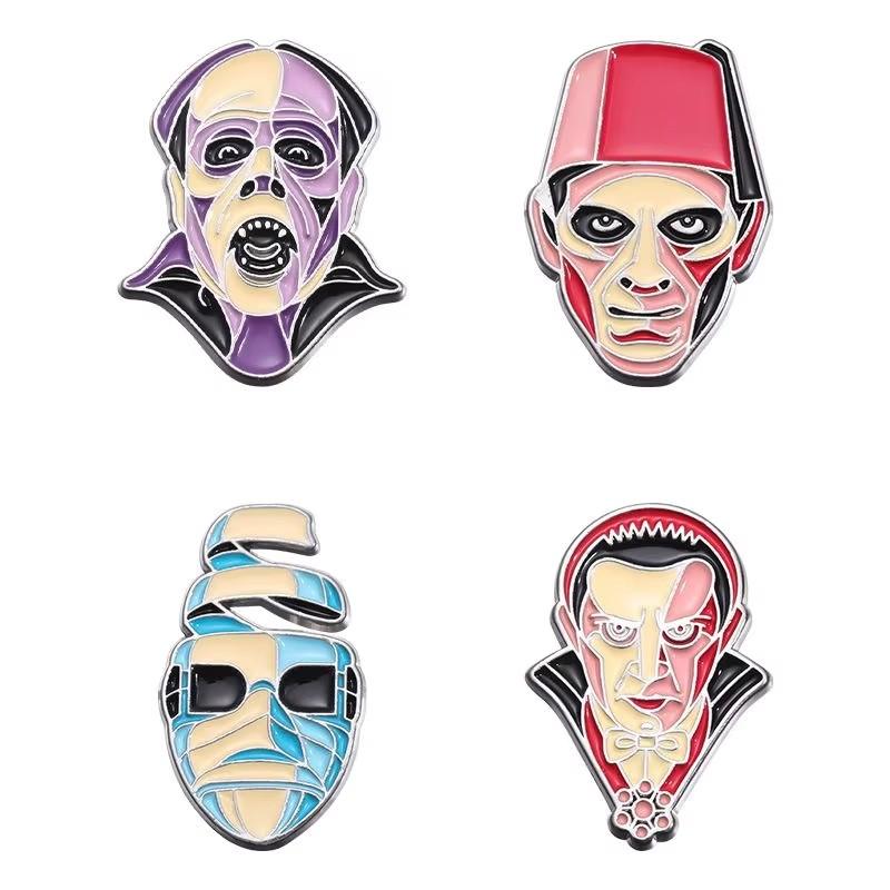 Halloween Horror Enamel Pins Scary Movies Figure Thrilling Terror Mask Brooch Lapel Brooches Jewelry Souvenir Gifts For Friends