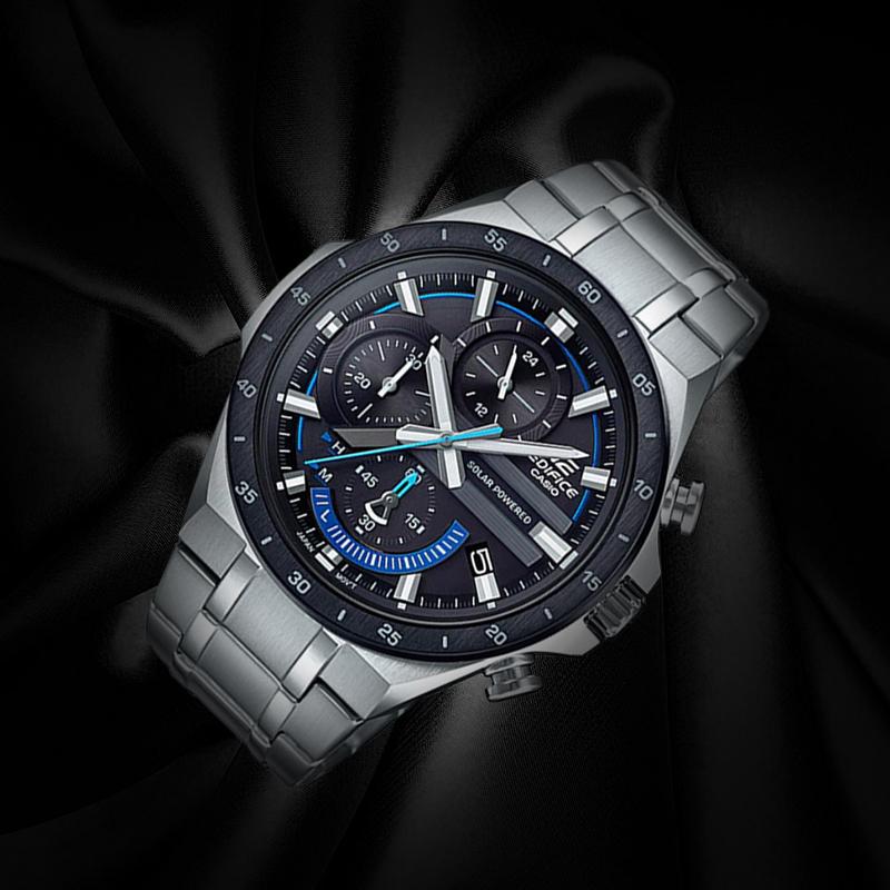Casio EDIFICE Fashionable Business Versatile Kinetic Design Chain Classic Three Eyes Six Pins Waterproof Quartz Movement Stainless Steel EQS-920DB-1B