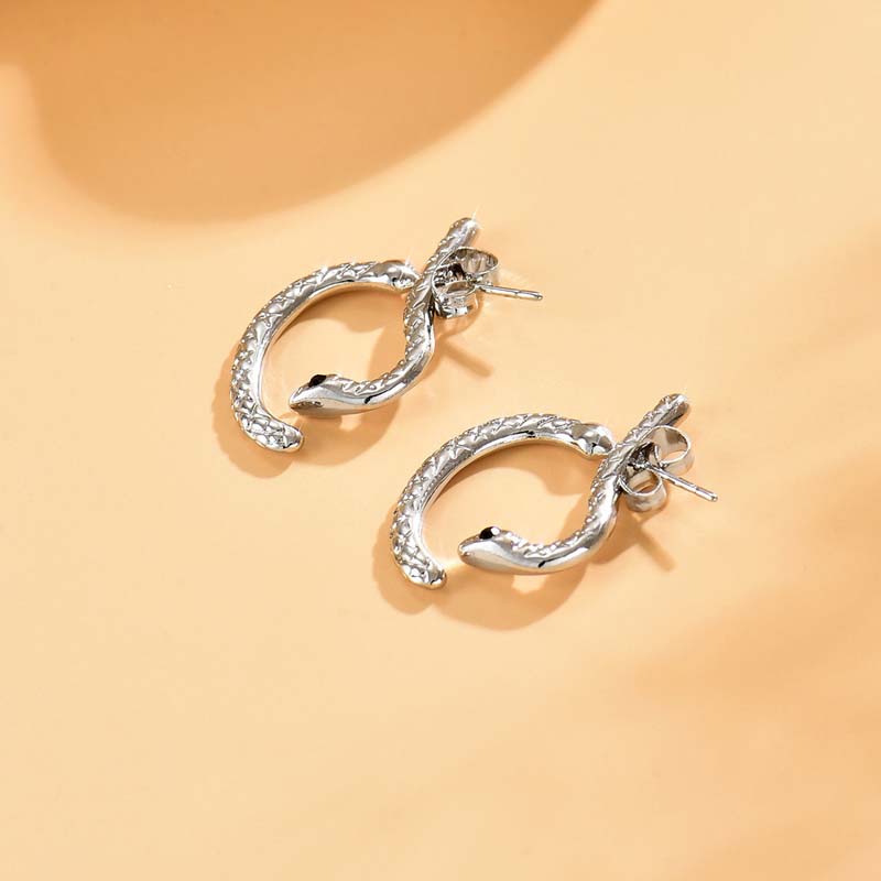 Vintage Punk Gold Color Snake Shaped Stud Earrings For Women Men Gothic Hip Hop Animal Piercing Earrings Jewelry Accessories