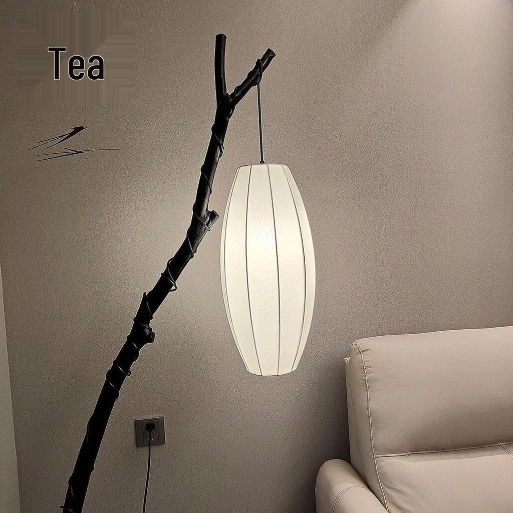 Teahouse Study Atmosphere Wabi-sabi Lantern Floor Lamp with Retro Branch Design