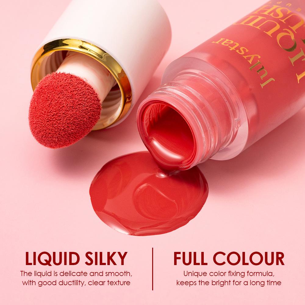 Julystar Liquid Blush Makeup with Cushion Applicator Matte & Dewy Face Blush Cream Long Lasting Lightweight Blusher Natural Looking Cheeks Tint Makeup