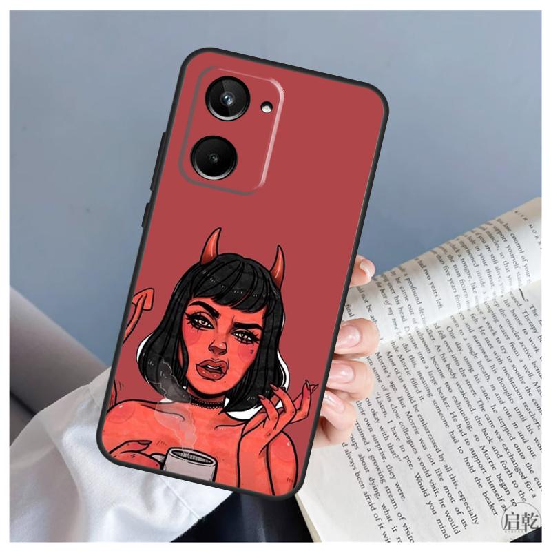 Devil Woman For Realme C53 C55 C75 C71 C61 C33 C63 C51 C65 C67 11 12 13 14 Pro Plus GT6 GT7 15 Pro Case